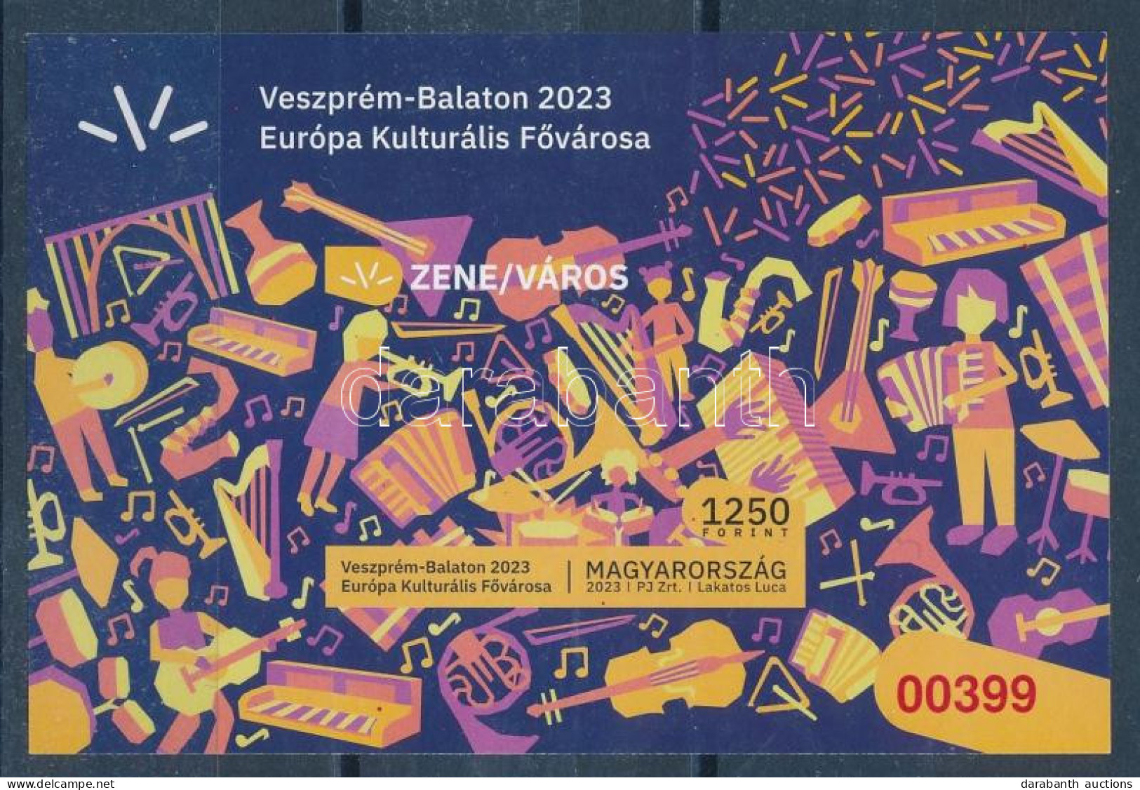 ** 2023 Veszprém-Balaton Európa Kulturális Fővárosa Vágott Blokk Piros Sorszámmal - Other & Unclassified