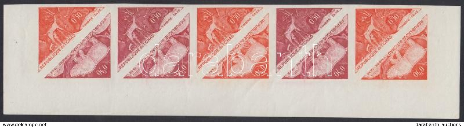 ** Csád 1962 Portó Bélyeg Mi 23-24 10 Db Fogazatlan Színpróba Tizescsíkban / Postage Due, Stripe Of 10 Imperforate Coulo - Sonstige & Ohne Zuordnung