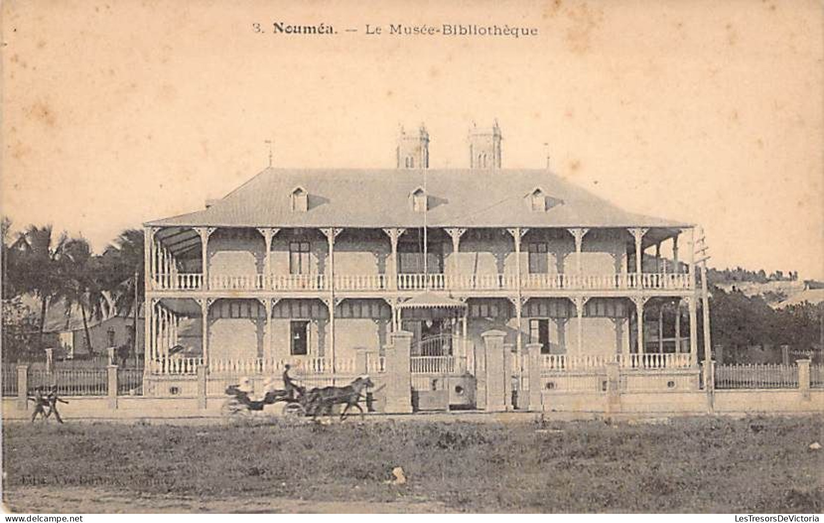 Nouvelle Calédonie - Nouméa - Le Musée Bibliothèque - Attelage  - Carte Postale Ancienne - Sonstige & Ohne Zuordnung