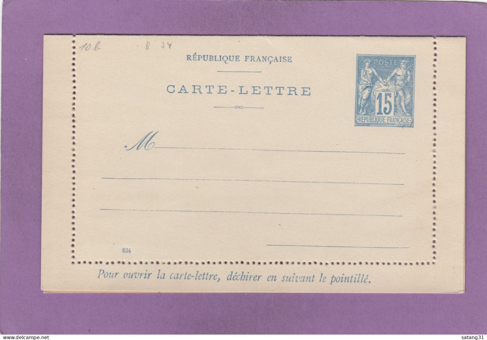 90 CL, PIQUAGE C.CARTE LETTRE NEUVE. - Kartenbriefe