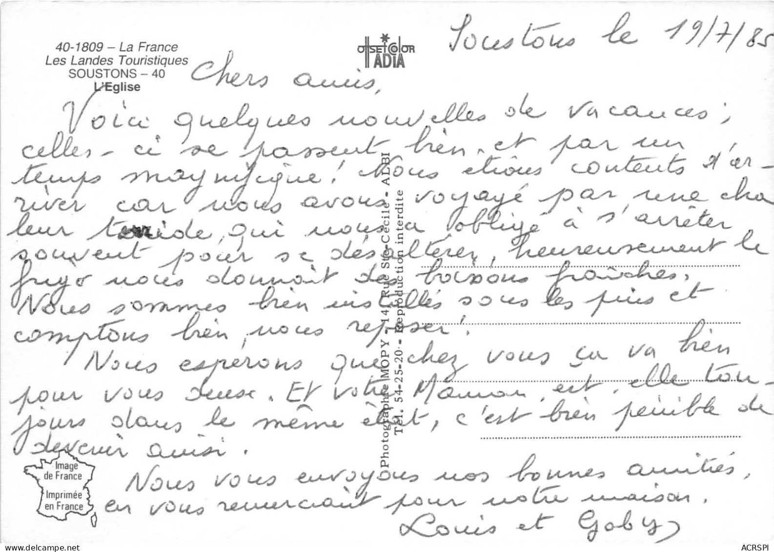 Les Landes Touristiques SOUSTONS L Eglise 10 (SCAN RECTO VERSO)MA152 - Soustons