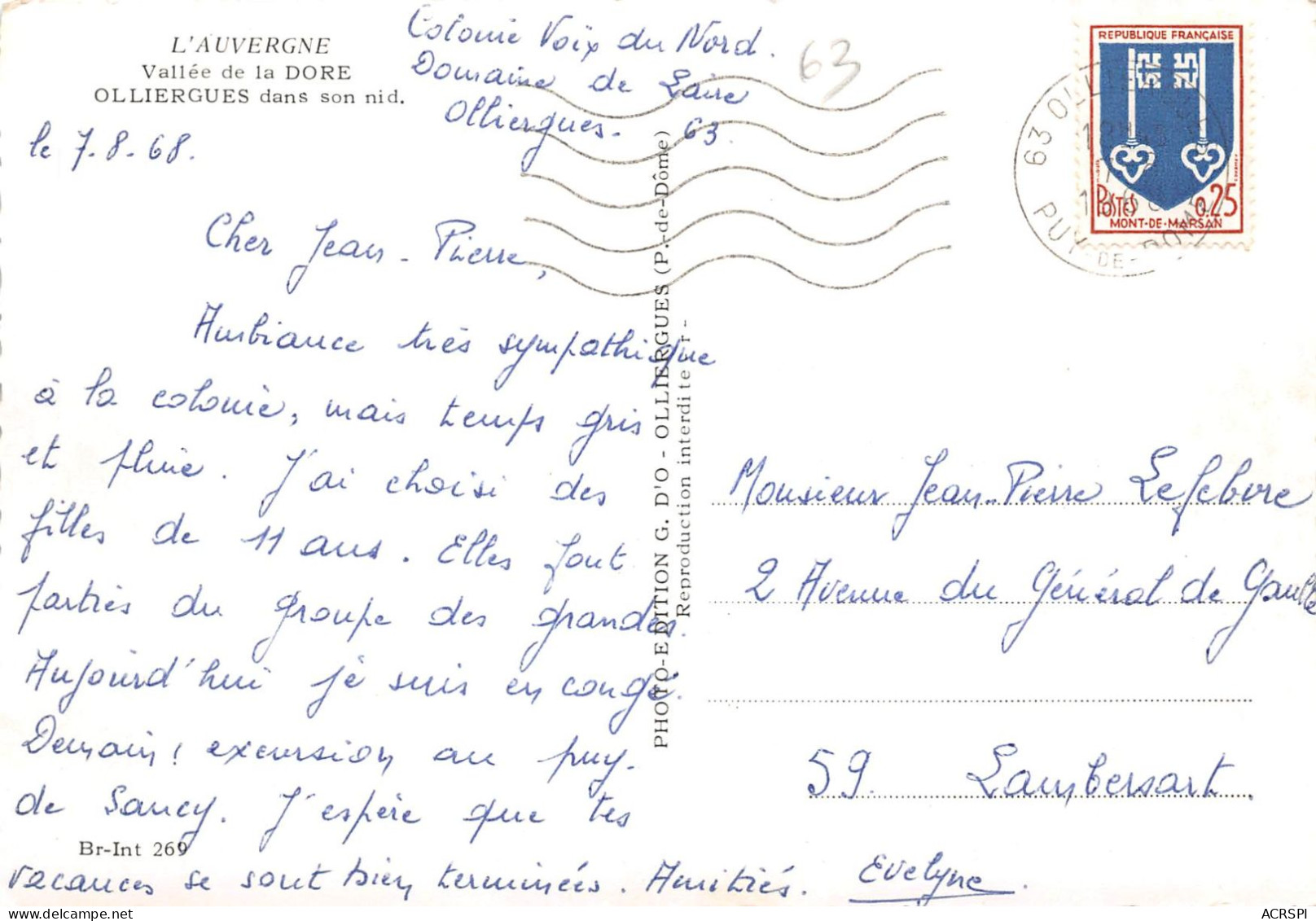 Vallee De La Dore OLLIERGUES Dans Son Nid 29(SCAN RECTO VERSO)MA149 - Olliergues