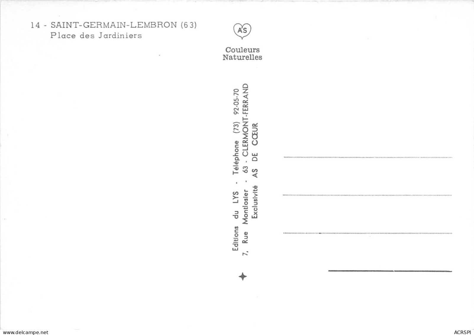 SAINT GERMAIN LEMBRON Place Des Jardiniers 35(SCAN RECTO VERSO)MA149 - Saint Germain Lembron
