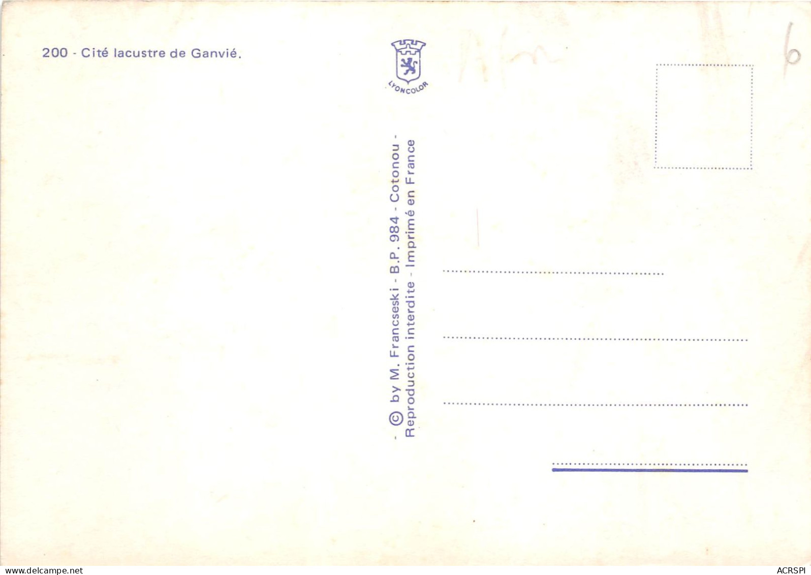 BENIN Cite Lacustre De Ganvie 1(scan Recto-verso) MA195 - Benín