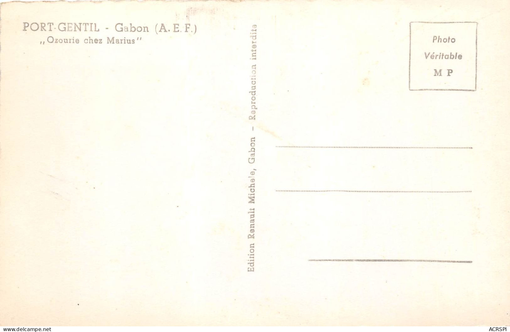 AEF GABON PORT GENTIL Ozourie Chez Marius 29(scan Recto-verso) MA187 - Gabon