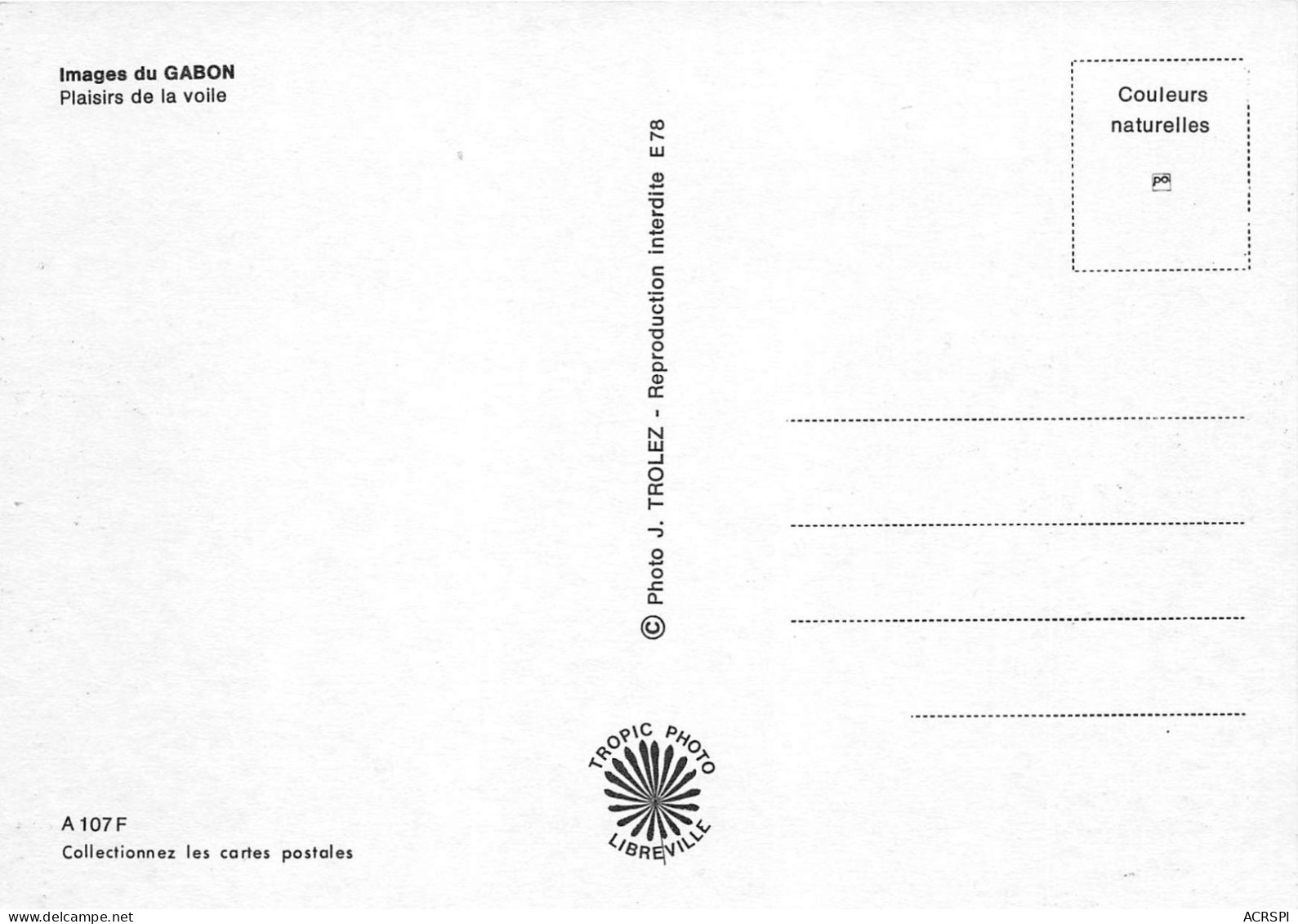 Republique Du GABON Images Du Gabon Plaisirs De La Voile 17(scan Recto-verso) MA185 - Gabun