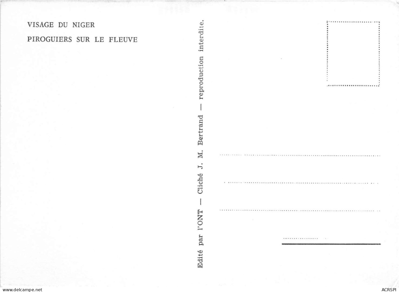 REPUBLIQUE DU NIGER Visage Du Niger Piroguiers Sur Le Fleuve 8(scan Recto-verso) MA181 - Níger