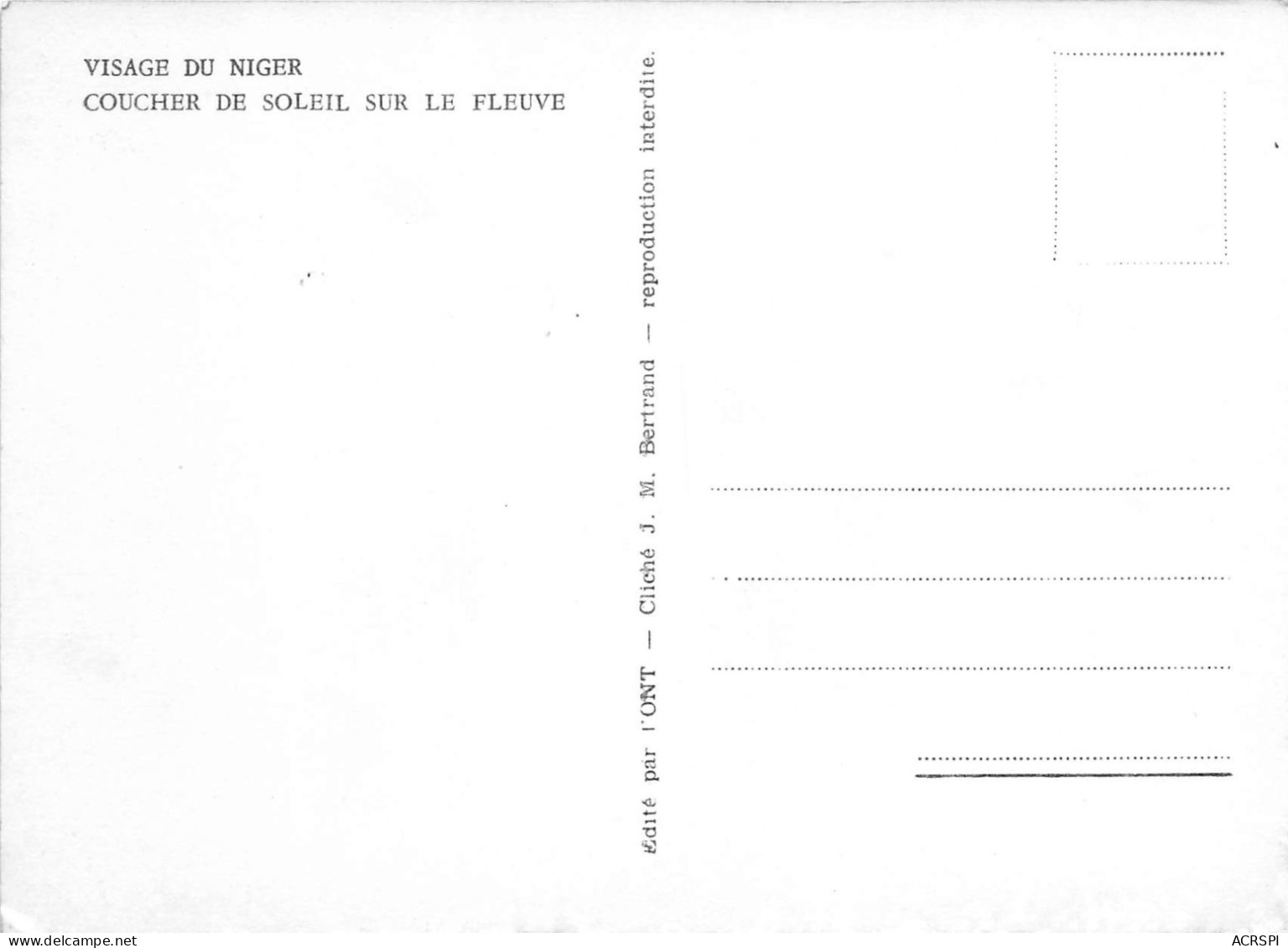 REPUBLIQUE DU NIGER Visage Du Niger Coucher De Soleil Sur Le Fleuve 3 (scan Recto-verso) MA181 - Niger