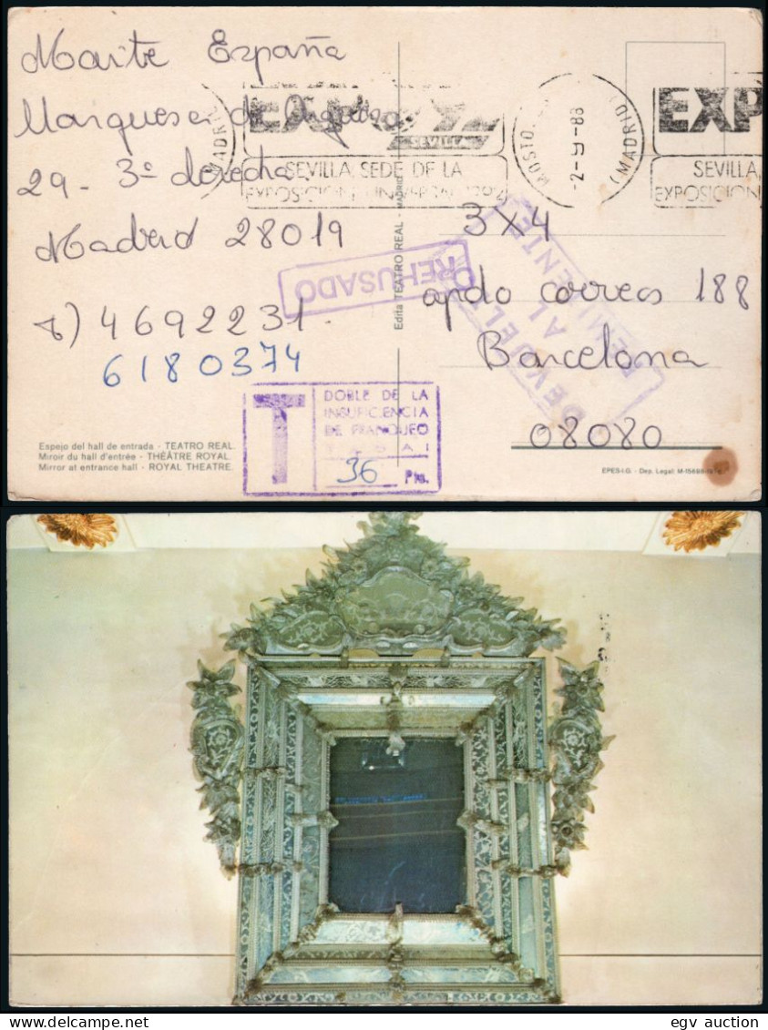 Madrid - O TP - Postal Mat Rodillo "Móstoles Expo 92 - Sevilla" + Tasa + Marcas - Lettres & Documents