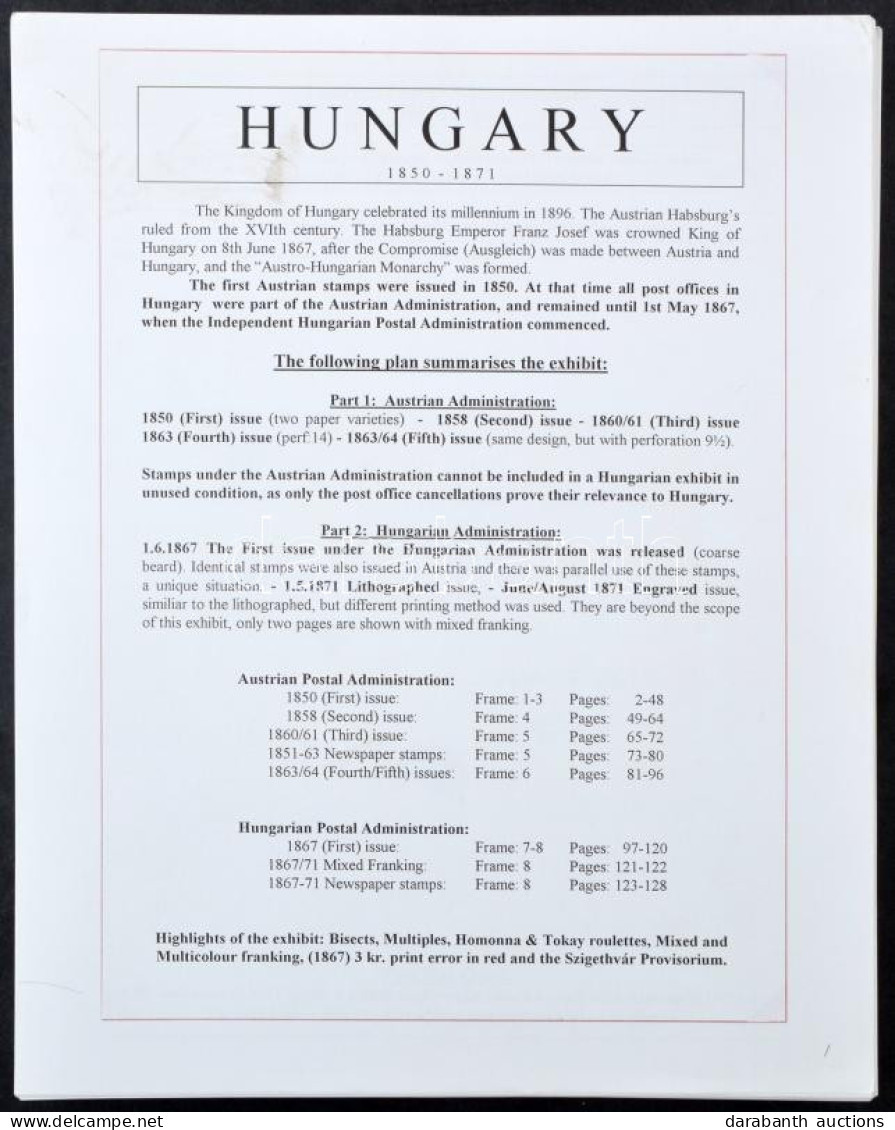 E.G. Wittenberg: Hungary 1850-1871 Gyűjtemény Fénymásolata - Autres & Non Classés