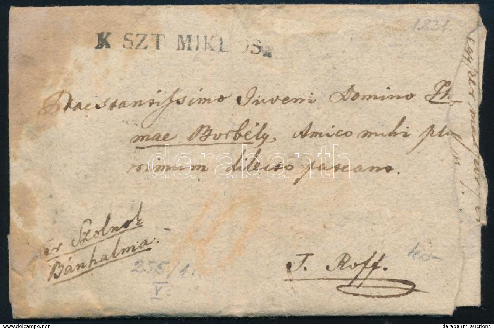 1831 Portós Levél "K SZT MIKLÓS" - T. Roff, Tartalommal - Other & Unclassified