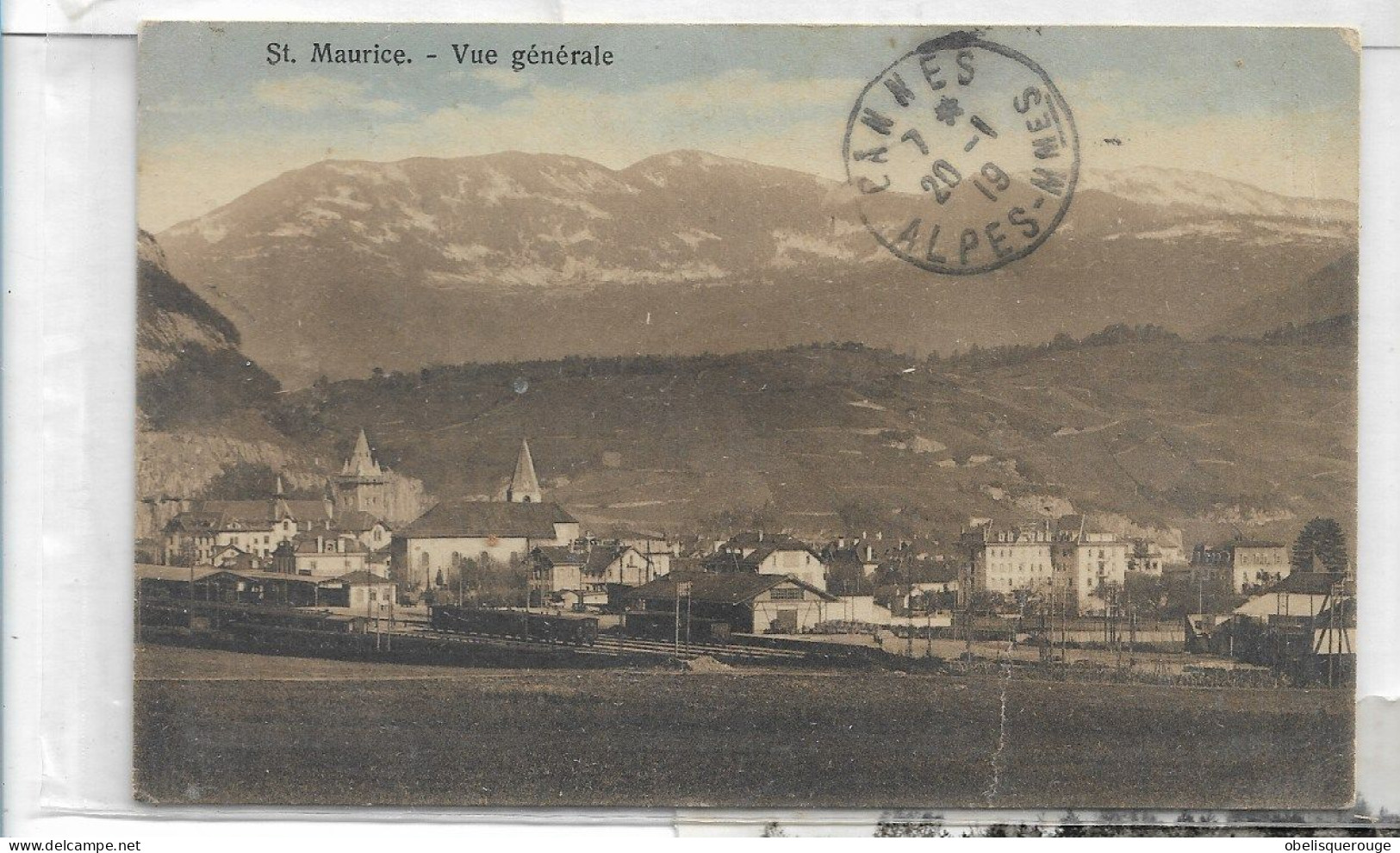 VALAIS ST SAINT MAURICE VUE GENERALE EN 1919 - Saint-Maurice