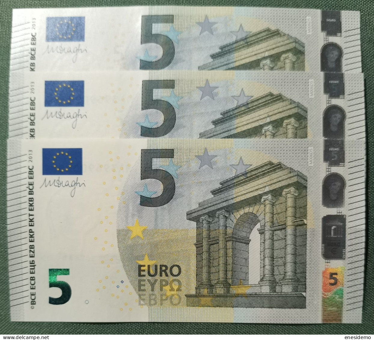 5 EURO PORTUGAL 2013 DRAGHI M006D5 MA CORRELATIVE TRIO END OF HUNDRED SC FDS UNCIRCULATED  PERFECT - 5 Euro