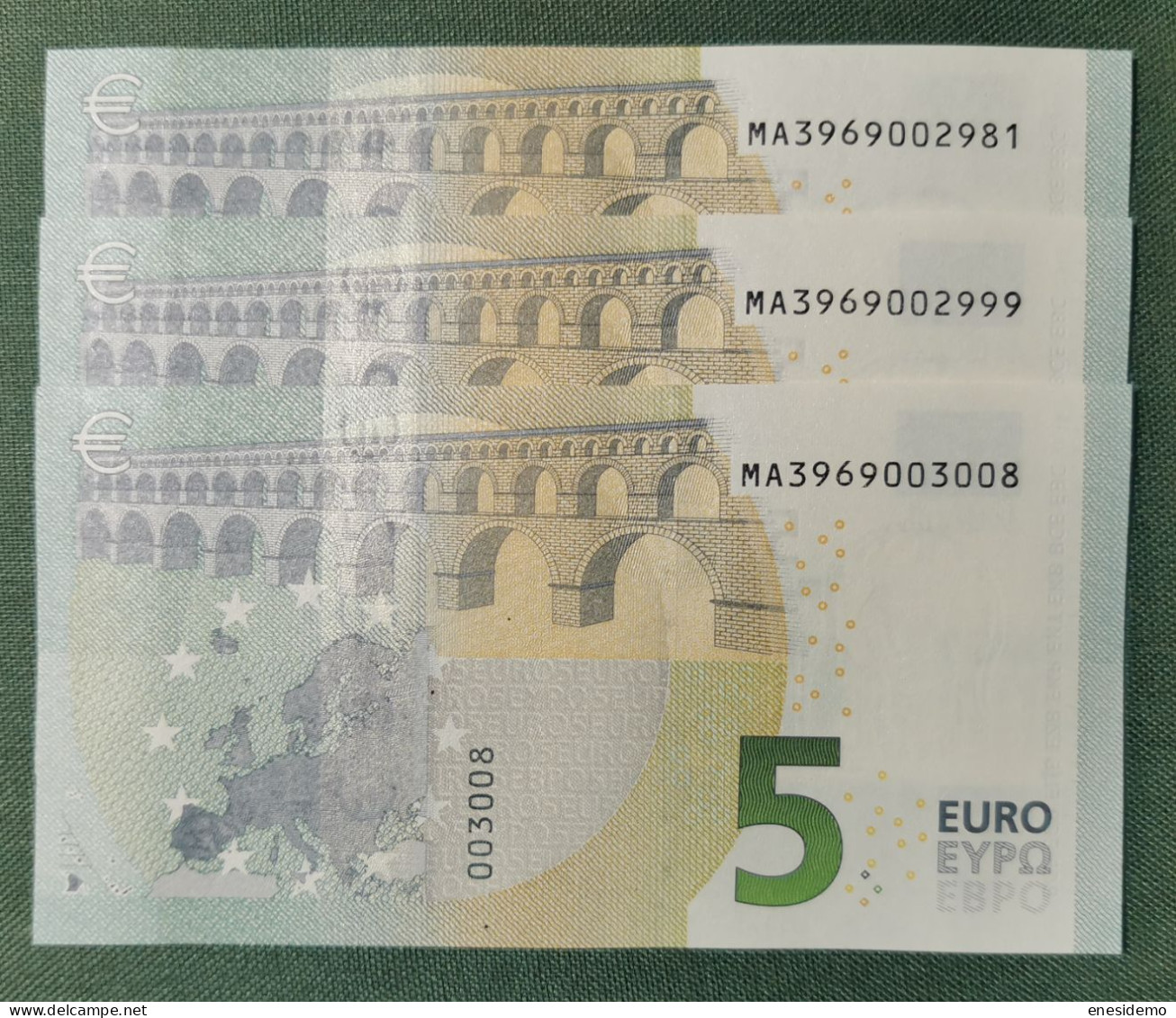 5 EURO PORTUGAL 2013 DRAGHI M006D5 MA CORRELATIVE TRIO END OF HUNDRED SC FDS UNCIRCULATED  PERFECT - 5 Euro