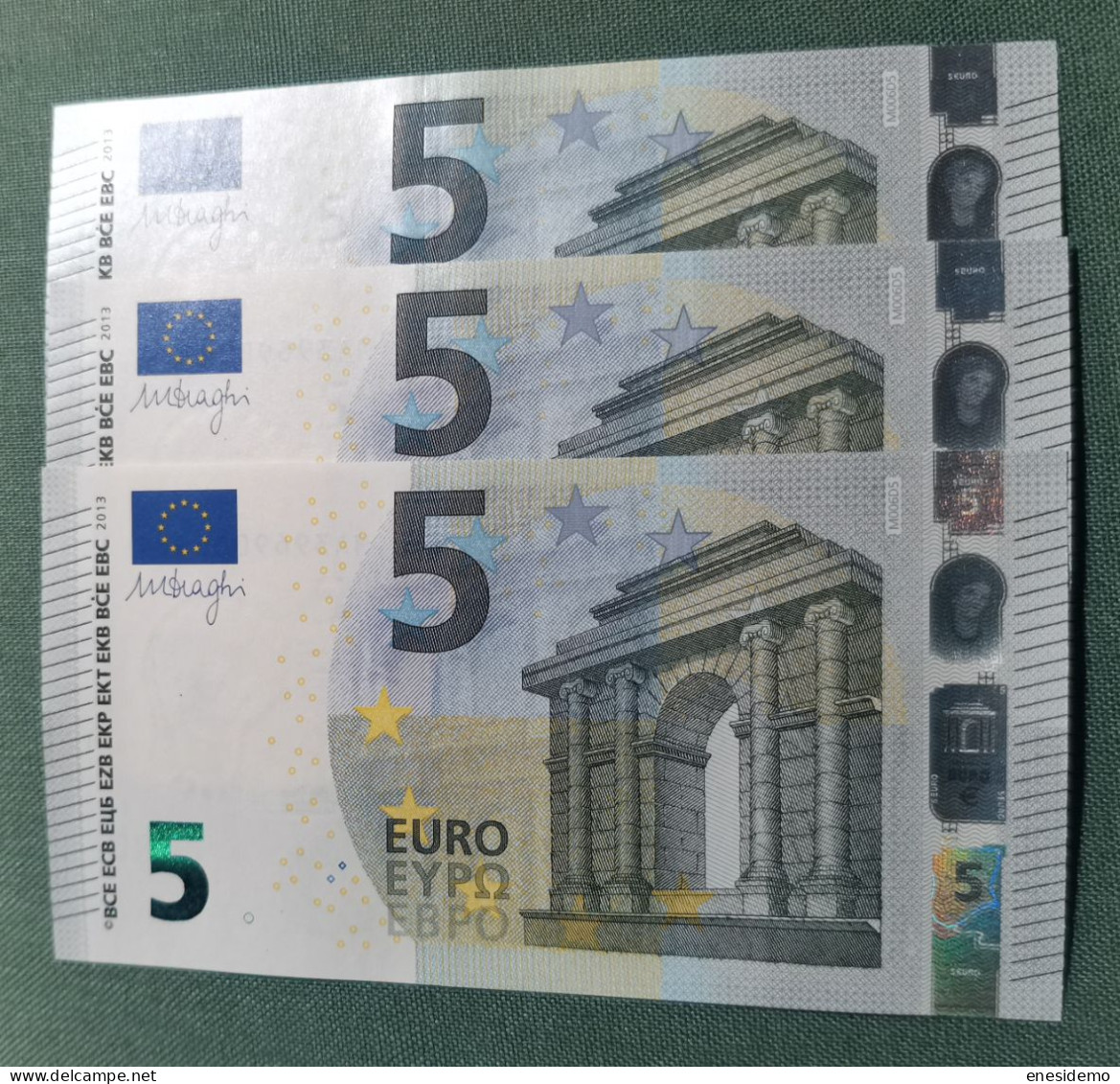 5 EURO PORTUGAL 2013 DRAGHI M006D5 MA CORRELATIVE TRIO END OF HUNDRED SC FDS UNCIRCULATED  PERFECT - 5 Euro