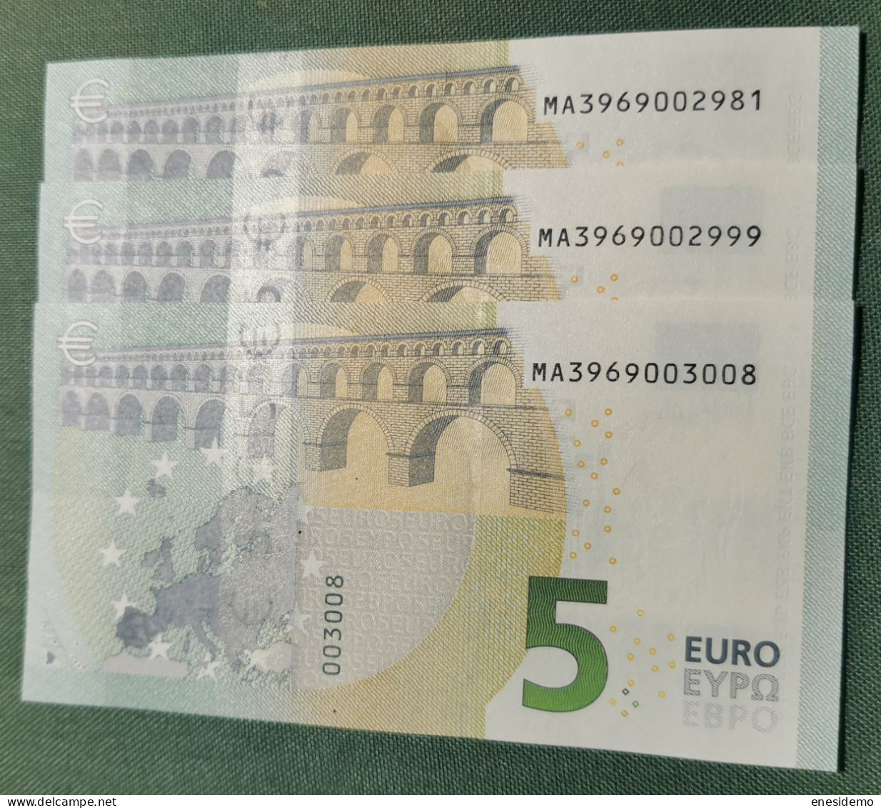 5 EURO PORTUGAL 2013 DRAGHI M006D5 MA CORRELATIVE TRIO END OF HUNDRED SC FDS UNCIRCULATED  PERFECT