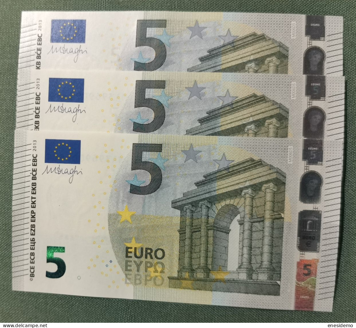 5 EURO PORTUGAL 2013 DRAGHI M006D5 MA CORRELATIVE TRIO END OF HUNDRED SC FDS UNCIRCULATED  PERFECT