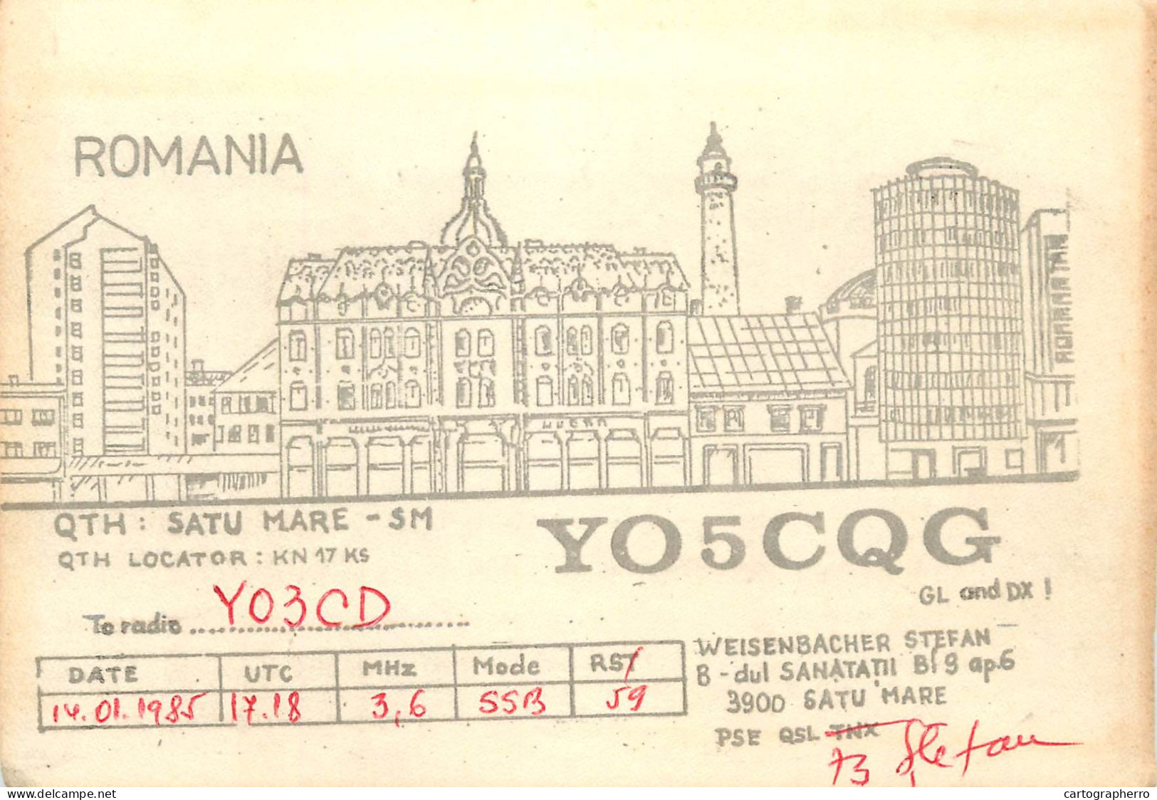 Romania Radio Amateur QSL Post Card Y05CQC Y03CD - Radio Amateur