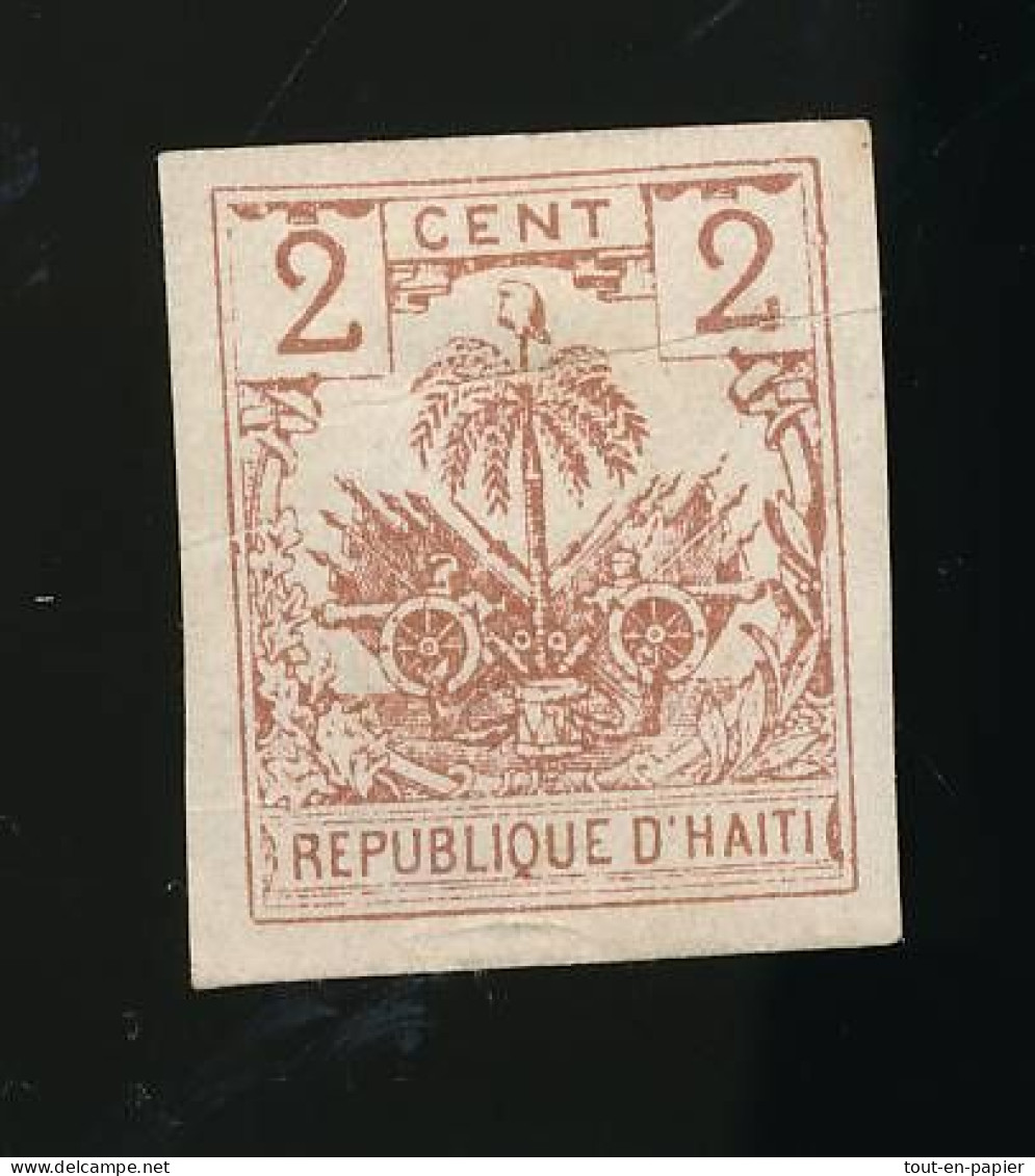 Timbre République D'Haiti Armoiries Non Dentelé 2 Cent - Haití