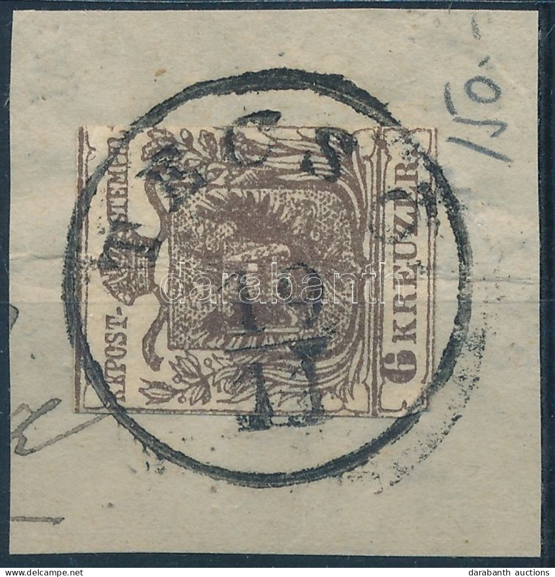 1850 6kr Liliputi Vágással Kivágáson, Ritka / On Cutting "TÉCSŐ" (Gudlin 200 P) - Autres & Non Classés