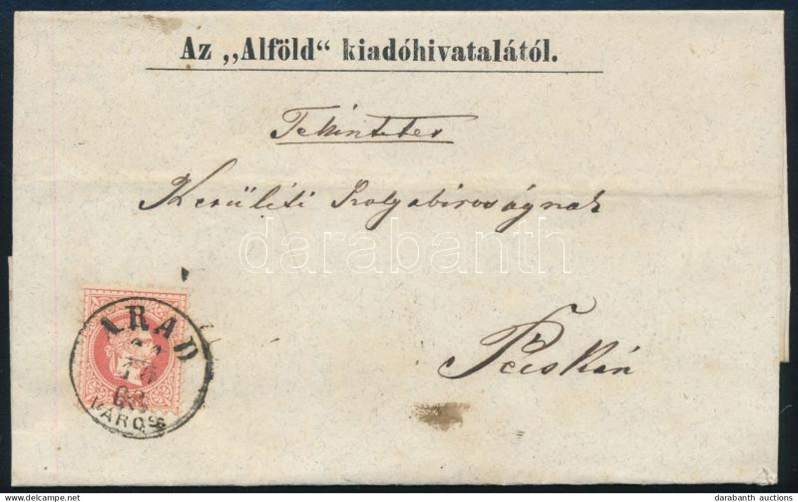 1868 Levél 5kr Bérmentesítéssel "ARAD / VÁROS " - Pest - Autres & Non Classés