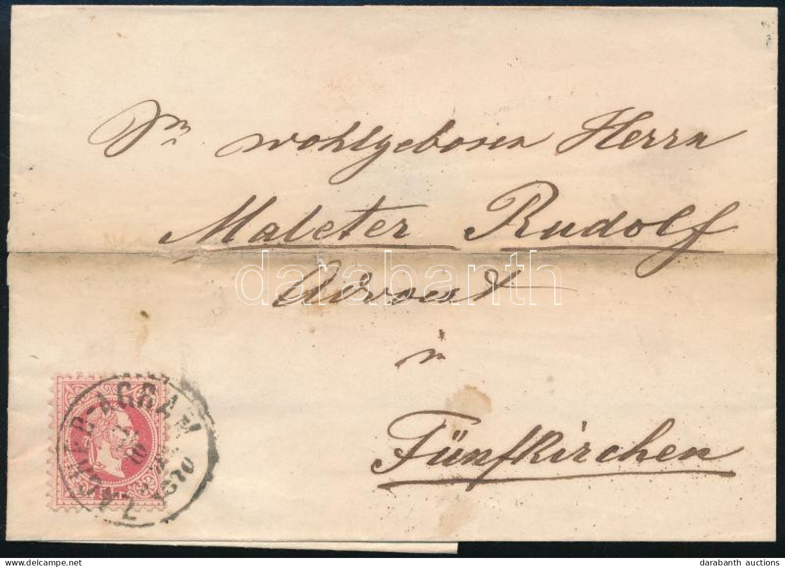 1870 Levél 5kr Bérmentesítéssel "ZAGREB-AGRAM" - Fünfkirchen - Autres & Non Classés