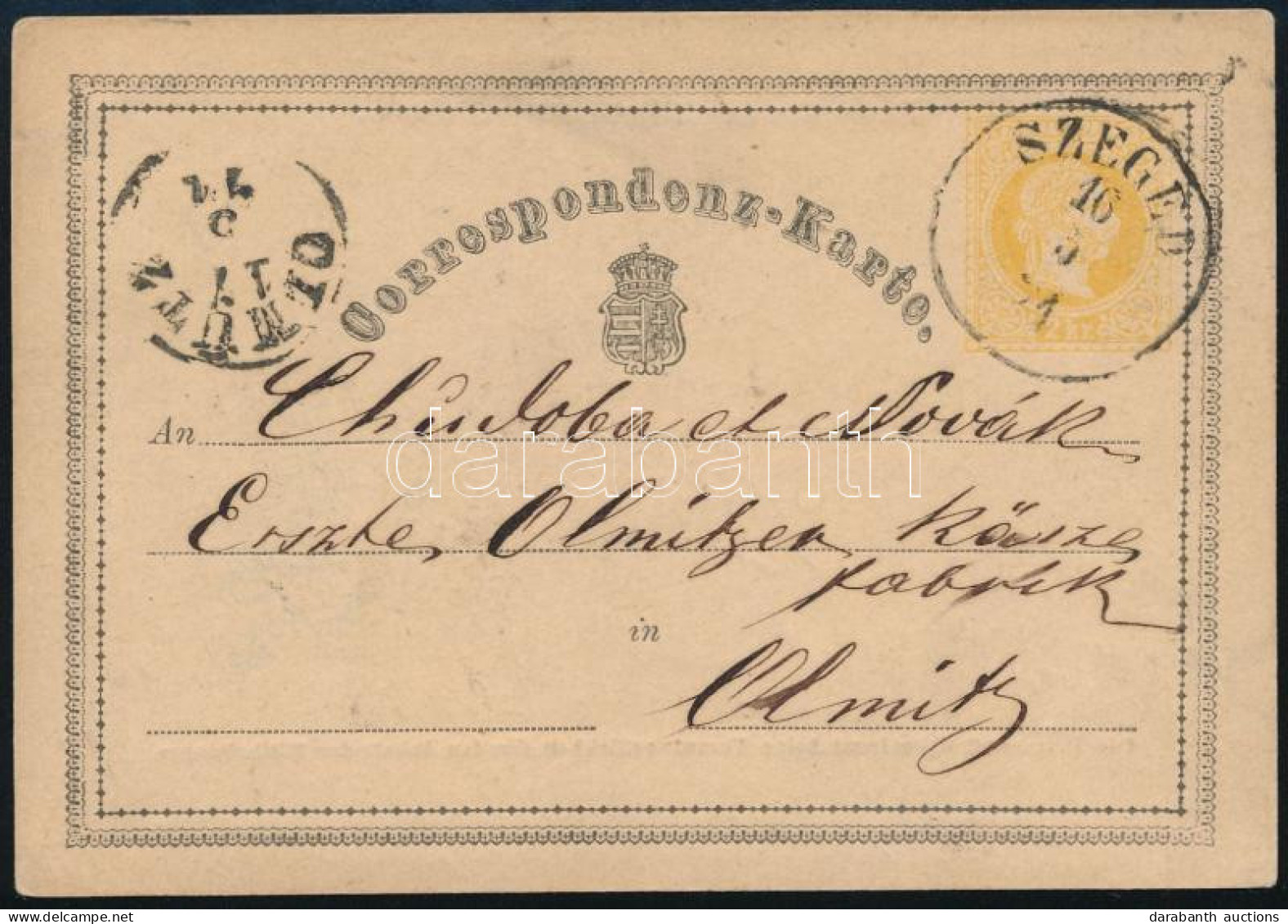 1871 Német Nyelvű 2kr Díjjegyes Levelezőlap "SZEGED" - Autres & Non Classés