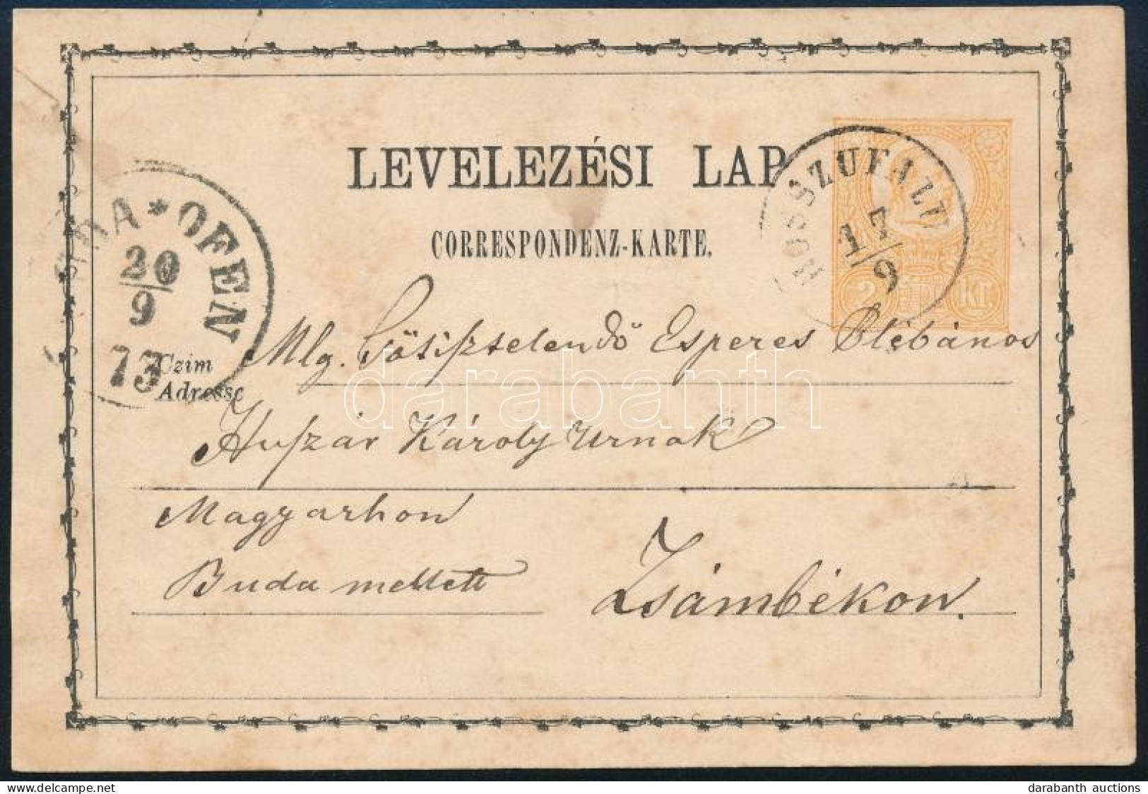 1873 2kr Díjjegyes Levelezőlap / PS-card "HOSSZÚFALU" (Gudlin 400 P) - Otros & Sin Clasificación