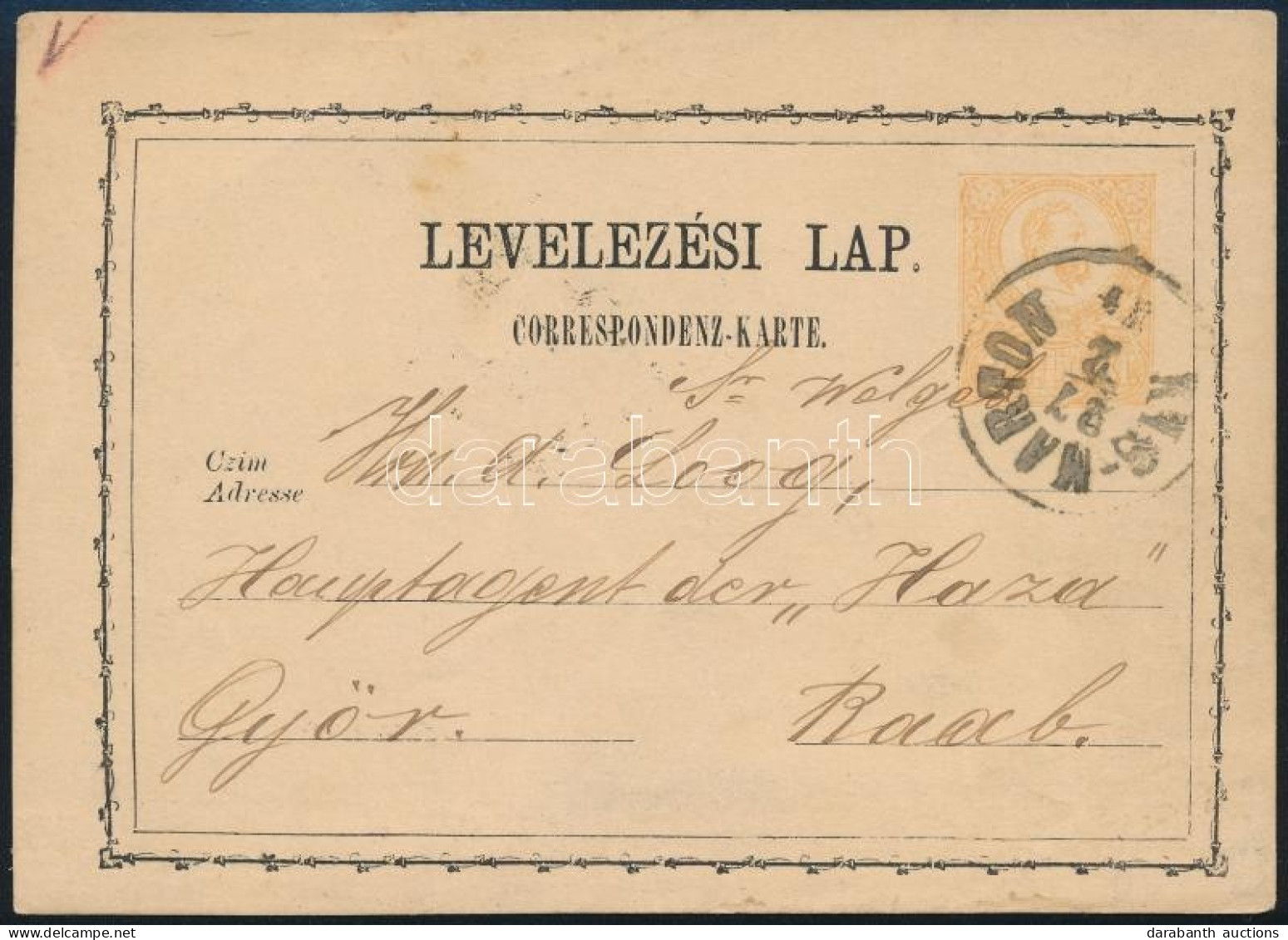 1874 2kr Díjjegyes Levelezőlap / PS-card "KIS-MARTON" - Autres & Non Classés