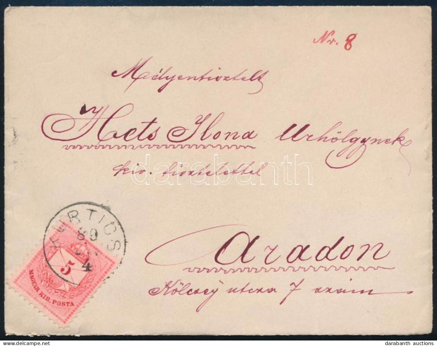 1880 Levél Színesszámú 5kr Bérmentesítéssel "KURTICS" - Arad - Altri & Non Classificati