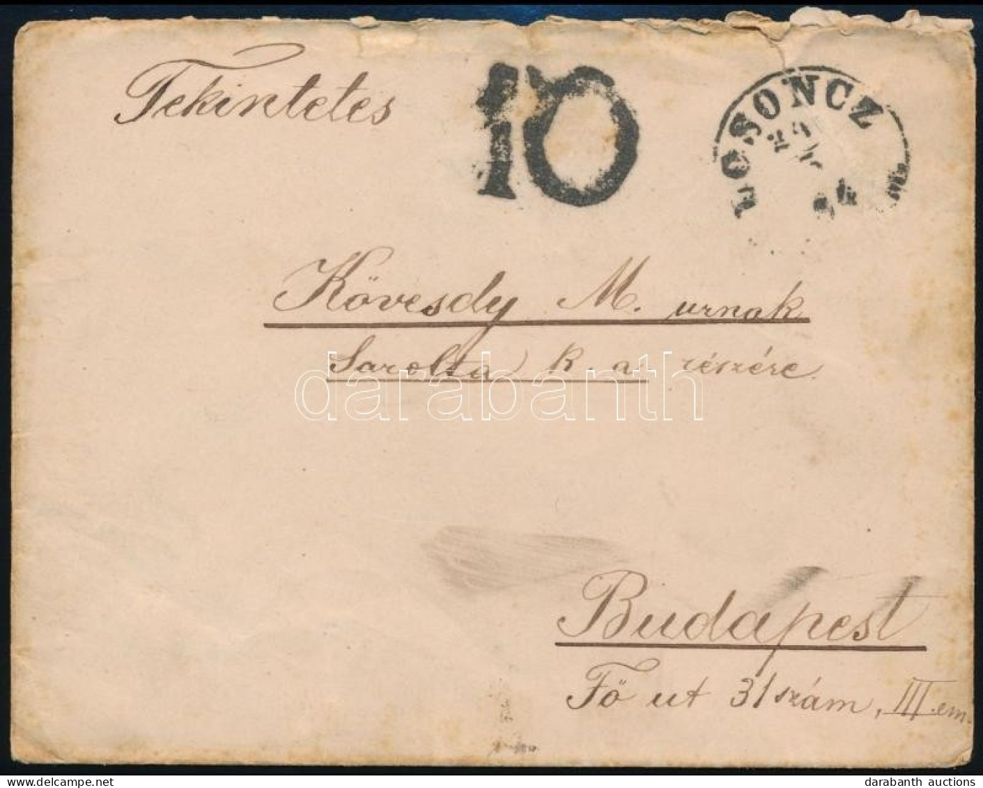 1894 Levél 10kr Portóval "LOSONCZ" - Budapest - Other & Unclassified