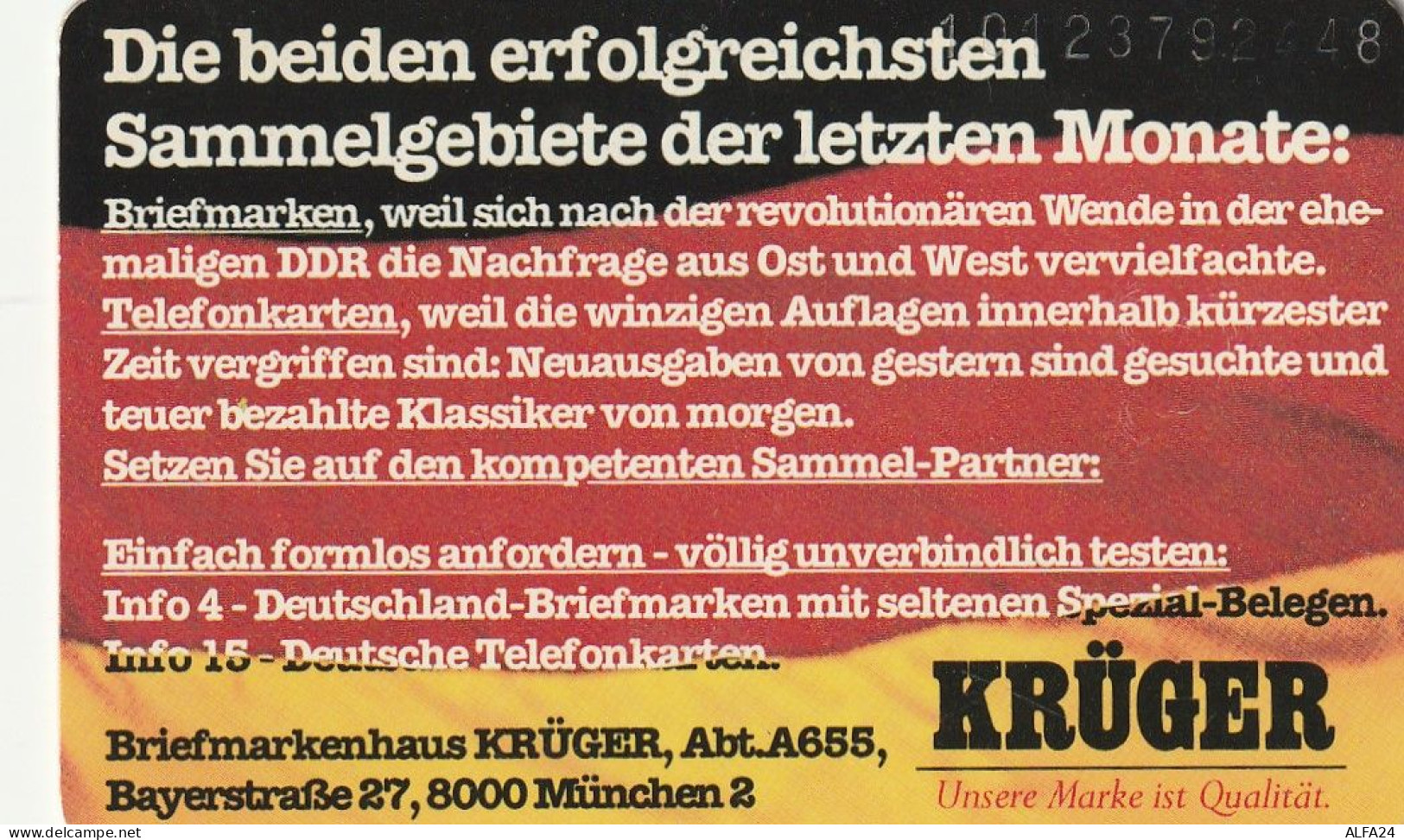PHONE CARD GERMANIA SERIE K TIR 10000 (E72.37.1 - K-Series: Kundenserie