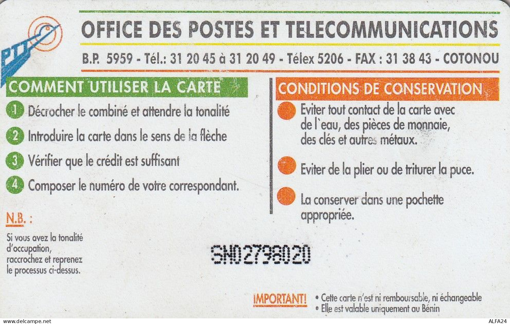 PHONE CARD BENIN  (E63.67.4 - Benin