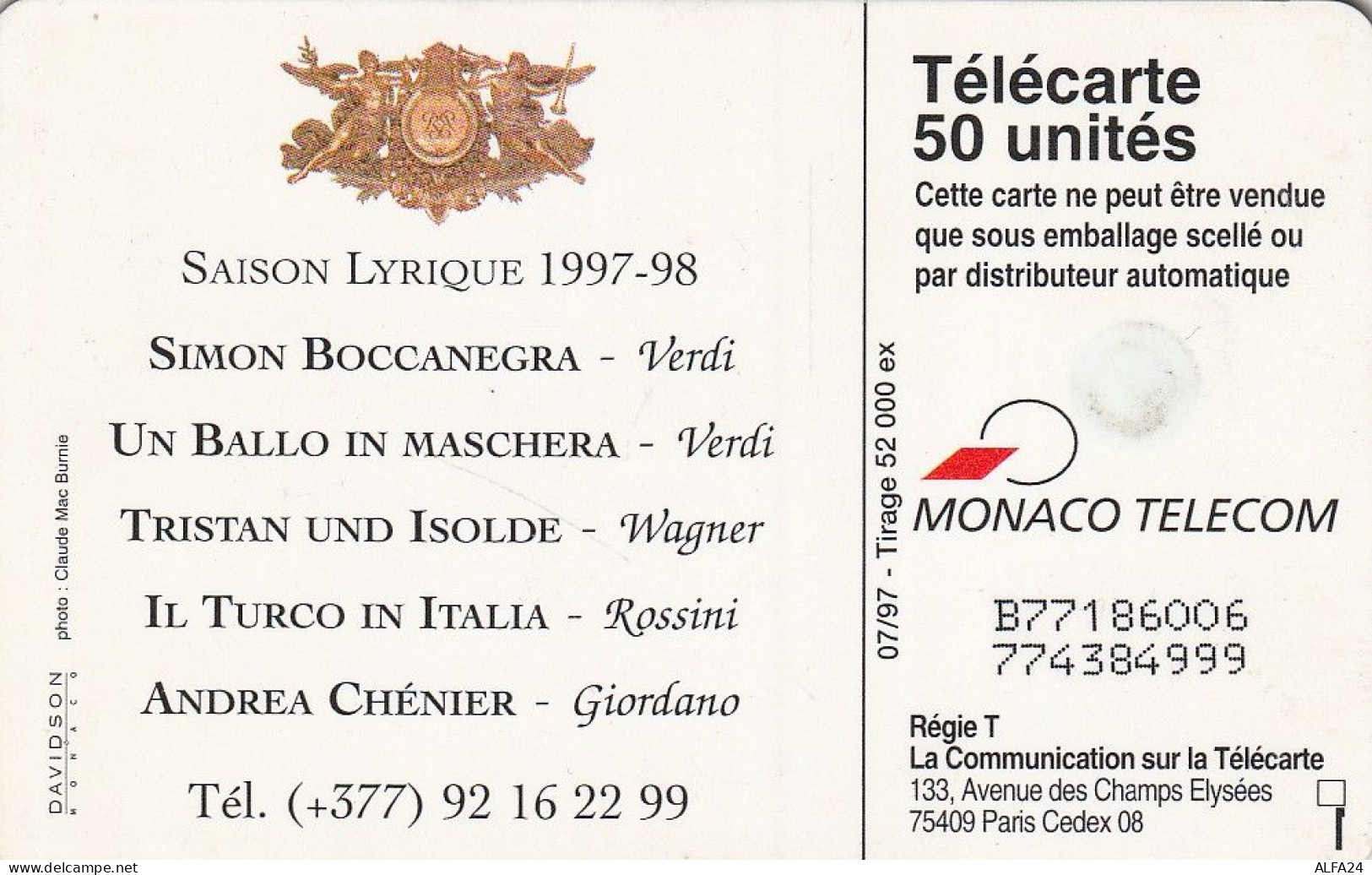 PHONE CARD MONACO  (E58.23.4 - Mónaco