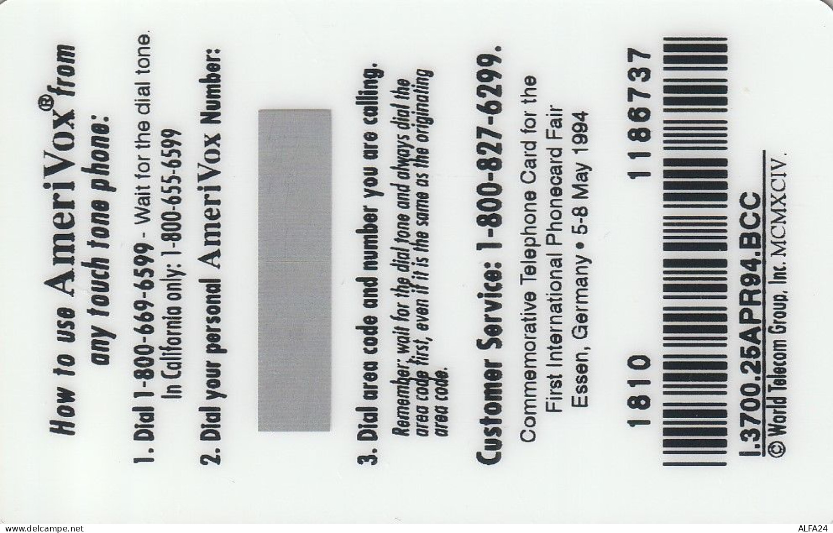 PREPAID PHONE CARD STATI UNITI AMERIVOX (E57.16.3 - Amerivox