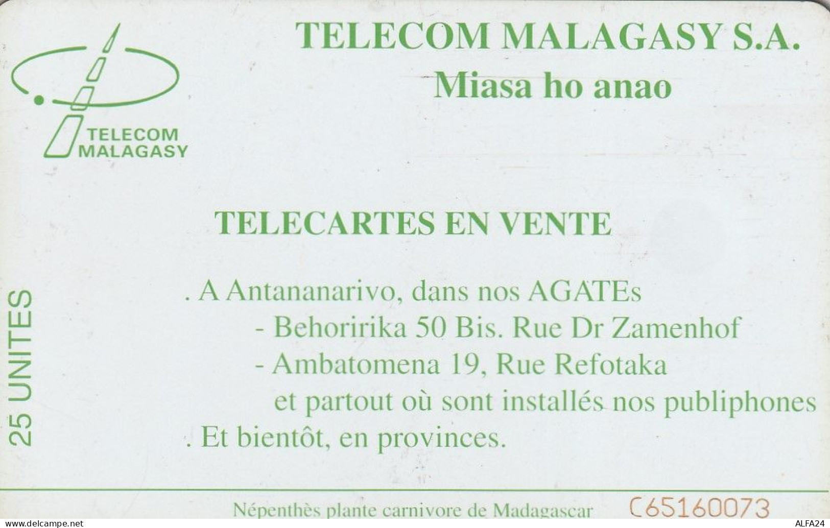 PHONE CARD MADAGASCAR  (E57.14.1 - Madagaskar