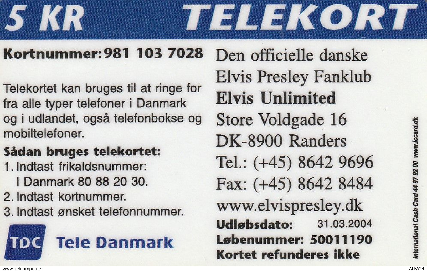 PREPAID PHONE CARD DANIMARCA  (E57.2.3 - Danimarca