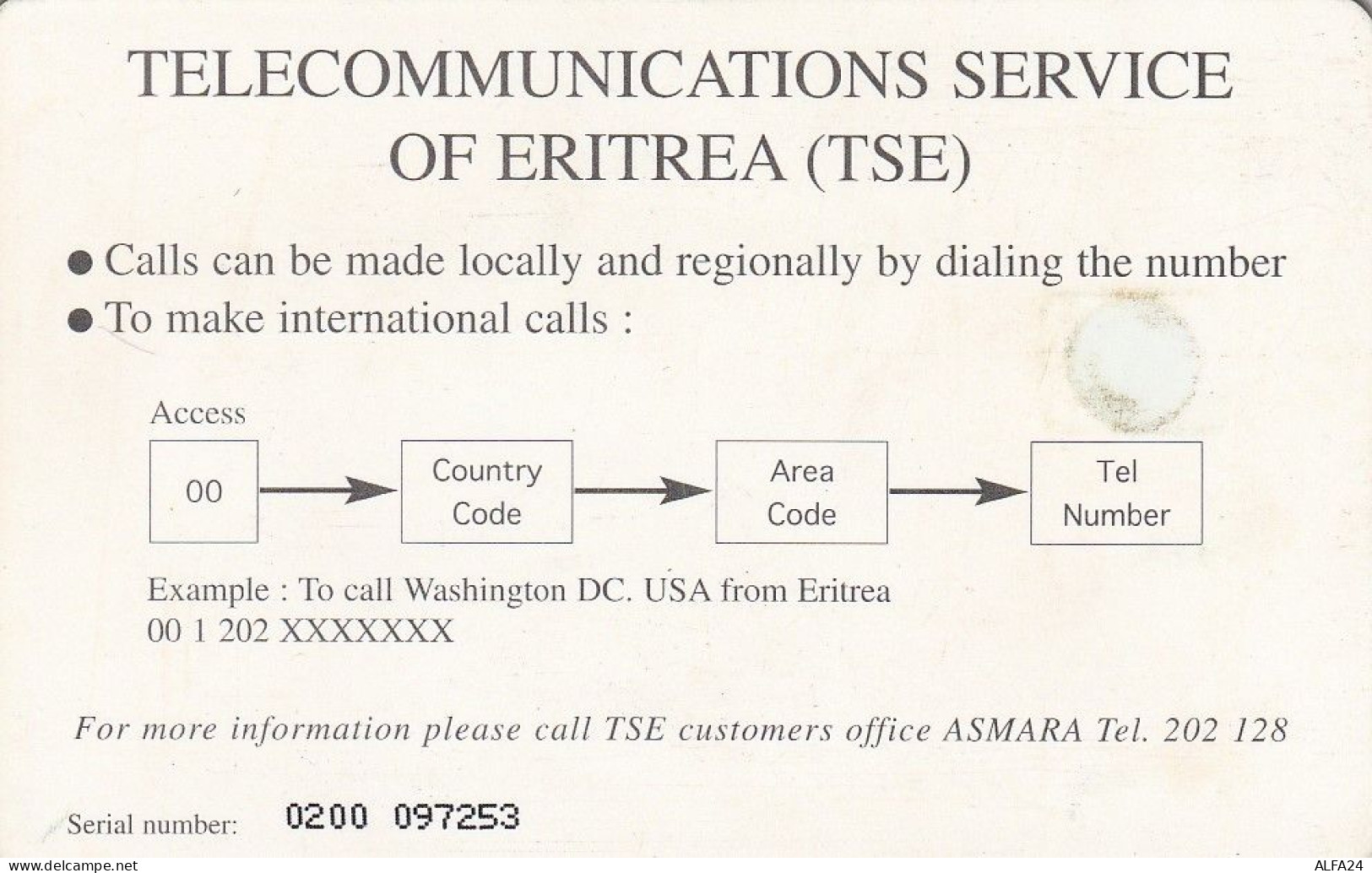 PHONE CARD ERITREA  (E56.12.8 - Eritrea