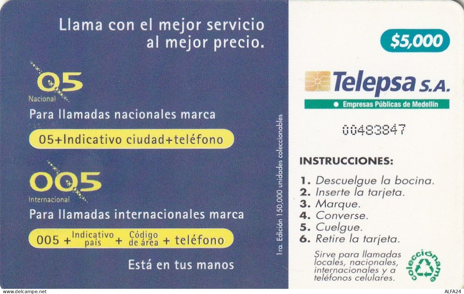 PHONE CARD COLOMBIA  (E56.6.4 - Colombie