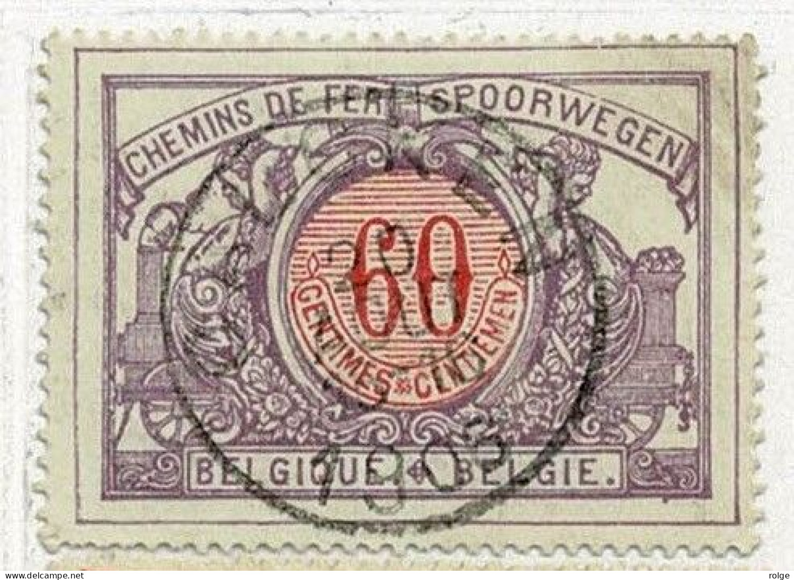 D078 CALCKEN   POSTSTEMPEL  OP SPOORWEGZEGEL N°37 - Used