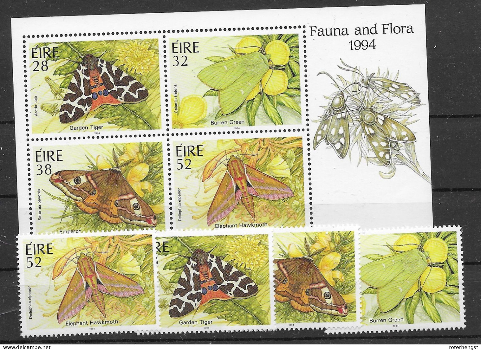 Ireland Mnh ** 1994 Butterfly Set And Sheet 11 Euros - Unused Stamps