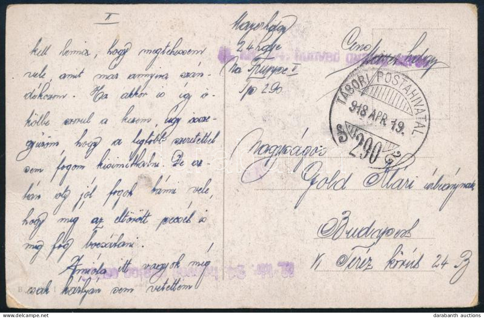 1918 Tábori Posta Képeslap "M. Kir. 24. Honvéd Gyalogezred" + "TP 290" - Altri & Non Classificati