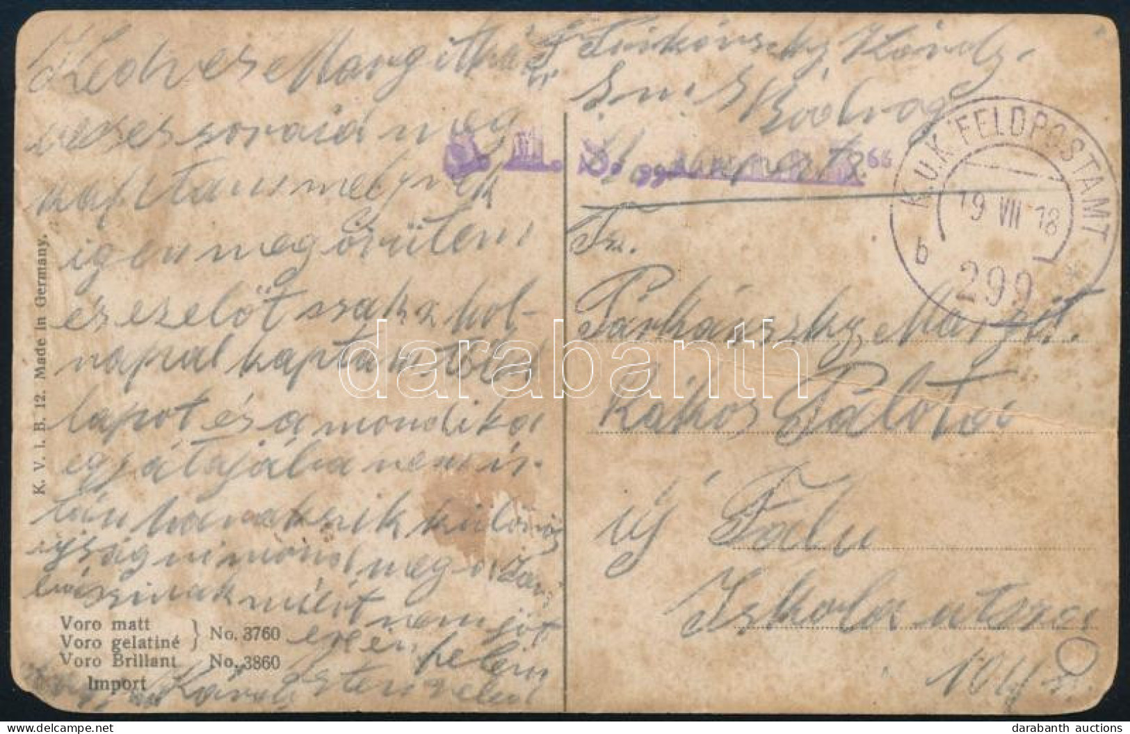 1918 Tábori Posta Képeslap "S.M.S. LELEK" Rendkívül Ritka Bélyegzés - Other & Unclassified