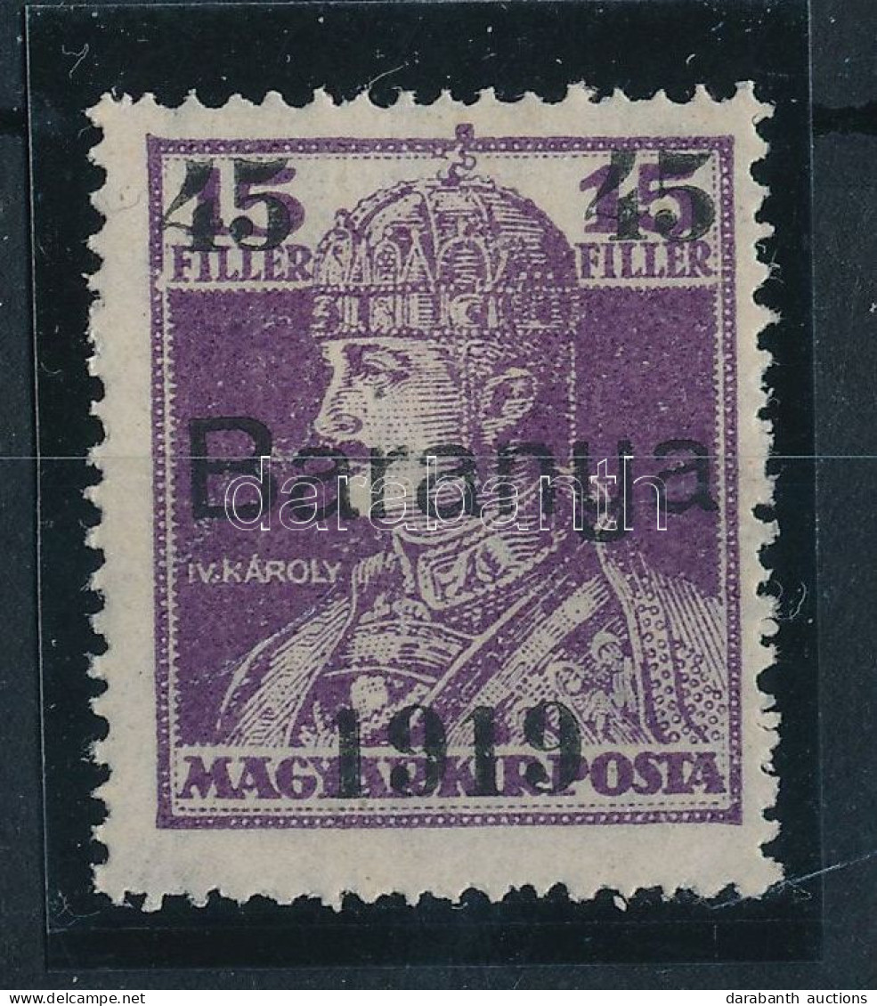 * Baranya I. 1919 Károly 45f/15f Próbanyomat, Bodor Vizsgálójellel - Other & Unclassified