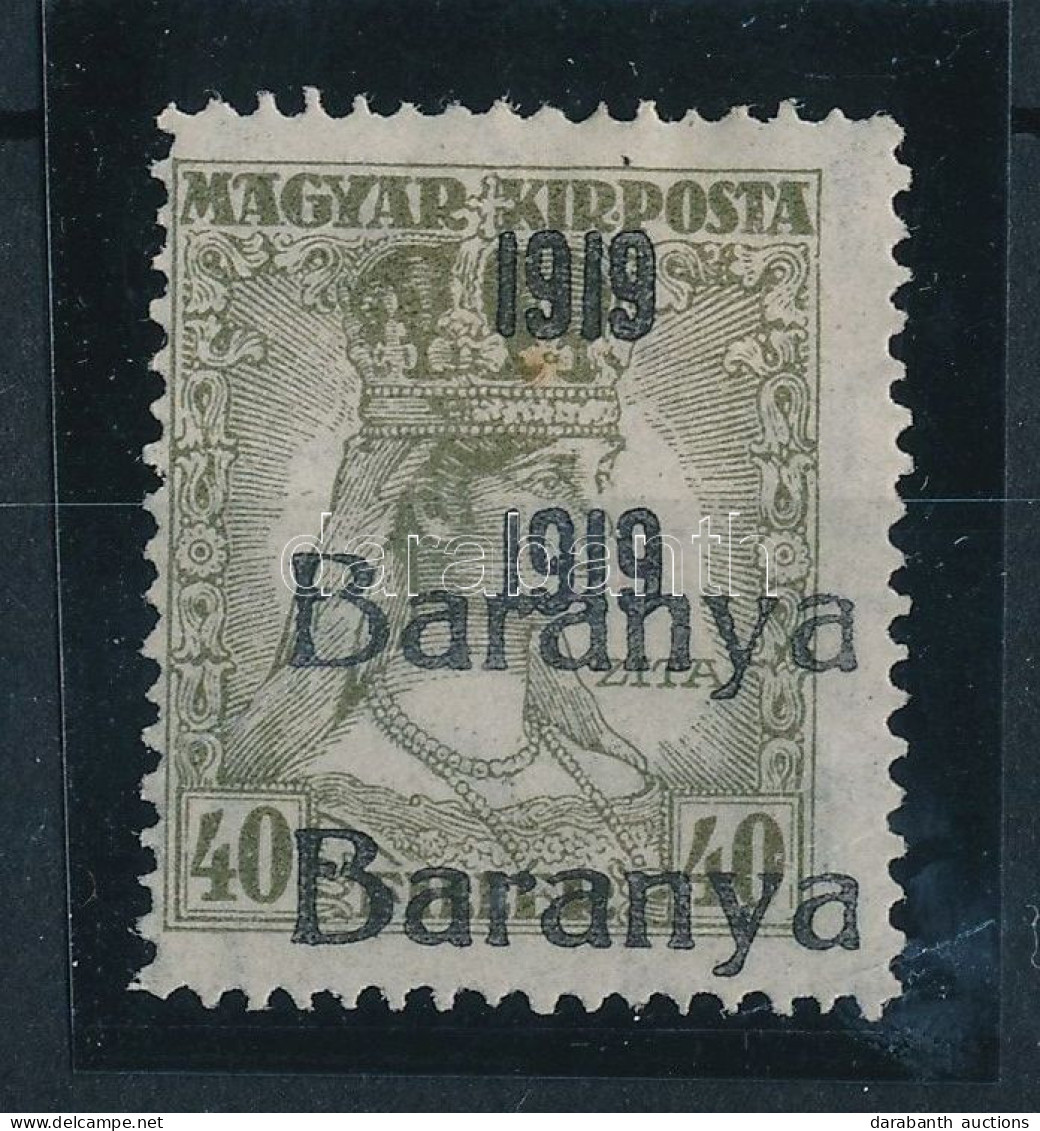 * Baranya I. 1919 Zita 40f Kettős Felülnyomással, Bodor Vizsgálójellel - Other & Unclassified
