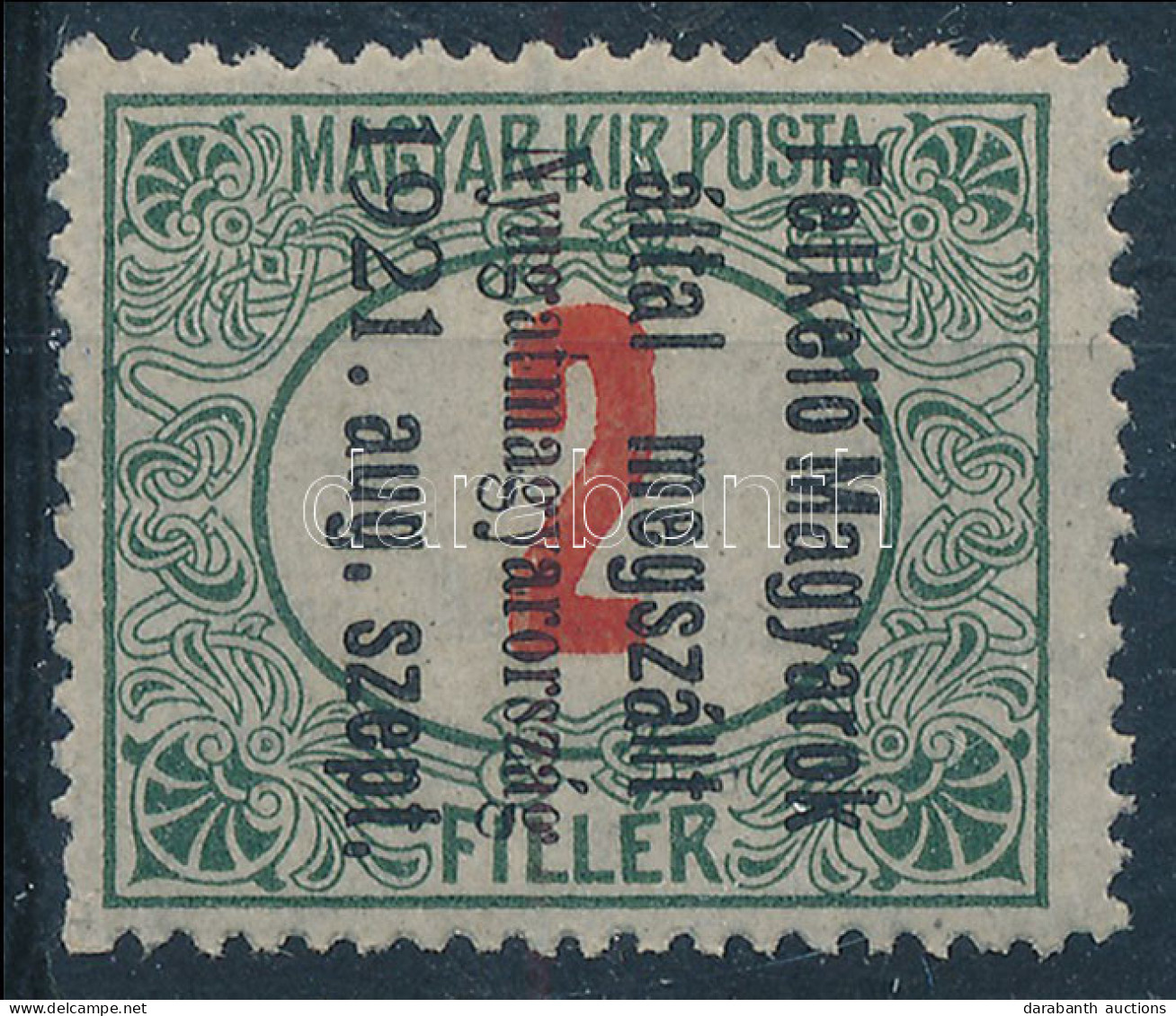 ** Nyugat-Magyarország I. 1921 Portó 2f Próbanyomat, Fordított Felülnyomással / Proof. Signed: Bodor - Other & Unclassified