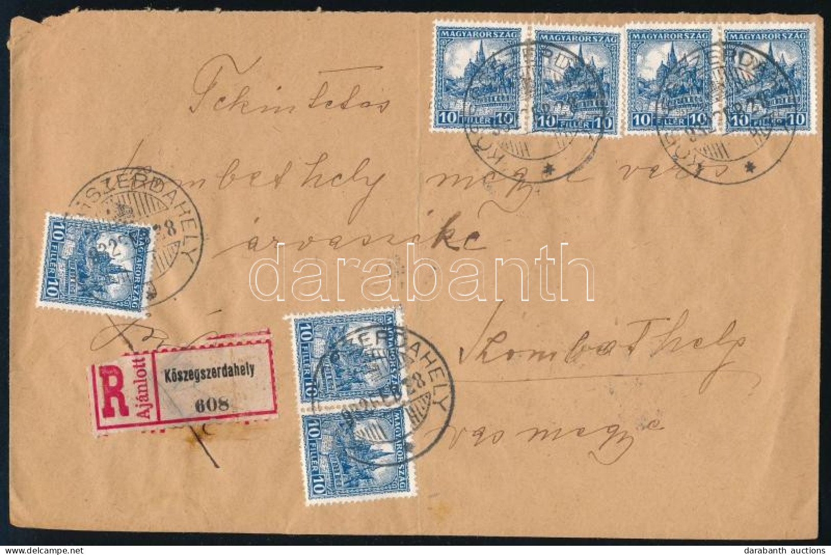 1932 Ajánlott Levél Pengő-fillér 7 X 10f Bérmentesítéssel "KŐSZEGSZERDAHELY" - Other & Unclassified