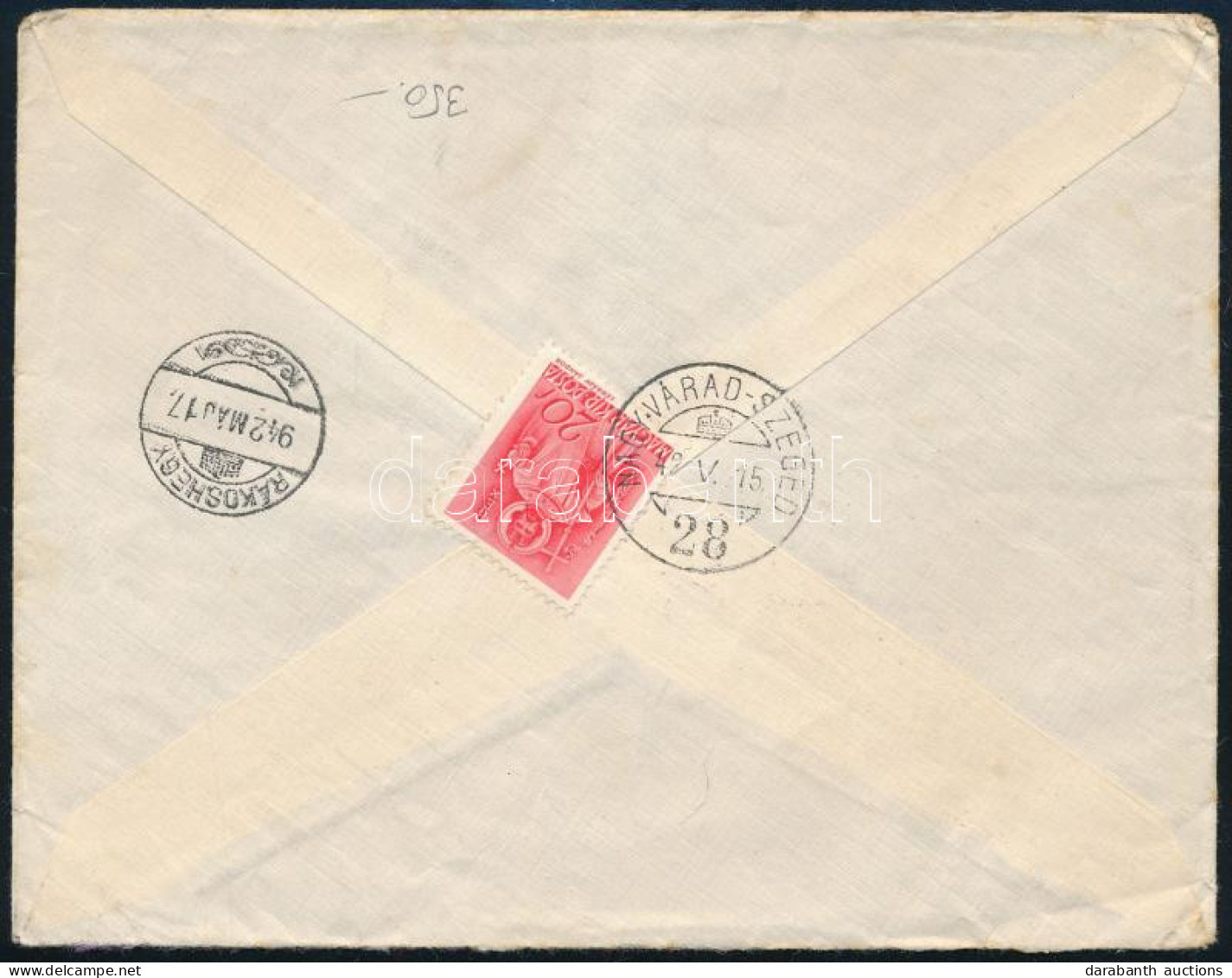 1942 Levél NAGYVÁRAD-SZEGED Vasúti Mozgóposta Bélyegzéssel / Cover With Railway Postmark - Other & Unclassified