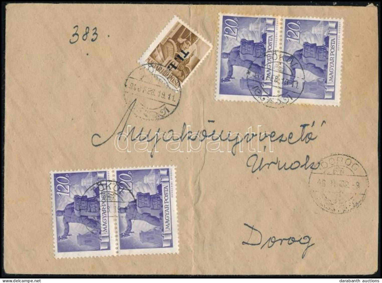 1946 Távolsági Levél 21 Bélyeggel Bérmentesítve / Domestic Cover With 21 Stamps - Andere & Zonder Classificatie