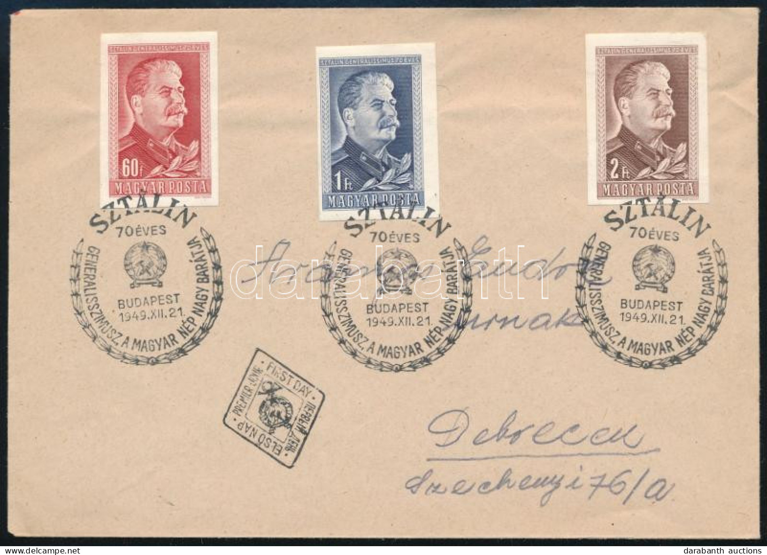 1949 Sztálin Vágott Sor FDC-n Alkalmi Bélyegzéssel - Andere & Zonder Classificatie